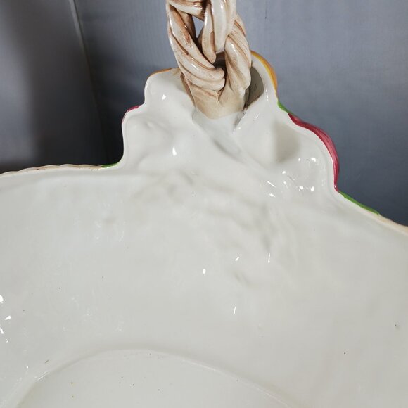 Vintage Italian Bassano Porcelain Fruit Basket Mojalica Style MCM - Picture 12 of 15